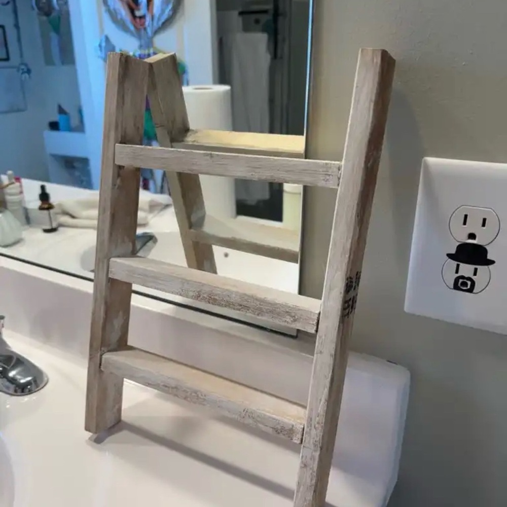 Rustic Wooden Ladder Towel Holder